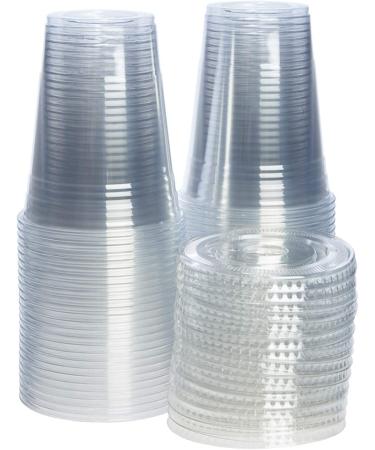 100 Sets 16 oz. Clear Plastic Cups with Flat Lids - Ideal for Parties and Events - Buy Online on GoSupps.com