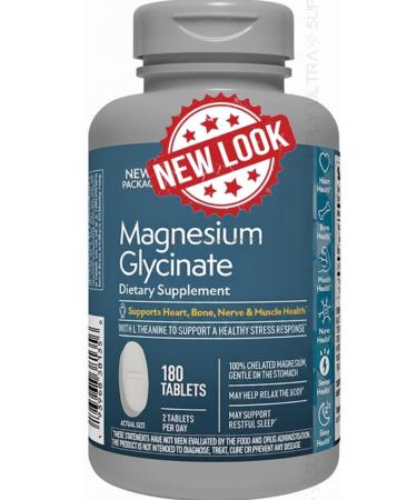 Members Mark Magnesium Glycinate (180 Count.) with L-Theanine 200 mg Supports Heart Bone Nerve Muscle Stress & Sleep Health