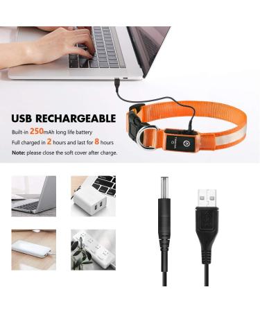 MASBRILL Dog Halle Band LED Neck Light - USB Charging Waterproof Safety Collar for Small Medium Dogs - Adjustable with 3 Lighting Modes - Orange M (38-50cm) - Buy Online on GoSupps.com