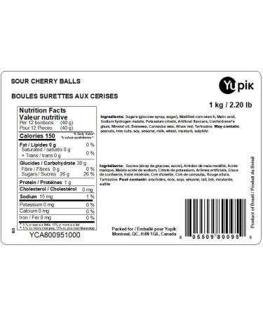 Yupik Sour Cherry Candies 1 kg 6 Count Cherry-Flavored Balls Sweet & Tart Chewy Red Gummies Fun Treat Sweet Candy Delicious Snack Ideal for Gifting Holidays & Decorating - Buy Online on GoSupps.com