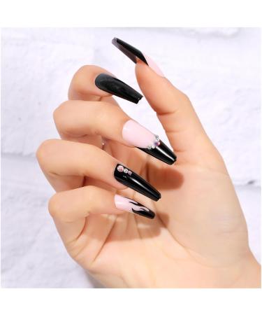 Nail art patches beautiful and fashionable nail patches finger decorations beauty decoration supplies black flame manicure nail patches wearable fake nails 24 pieces of jelly glue nail art patch Zs7012 - Buy Online on GoSupps.com