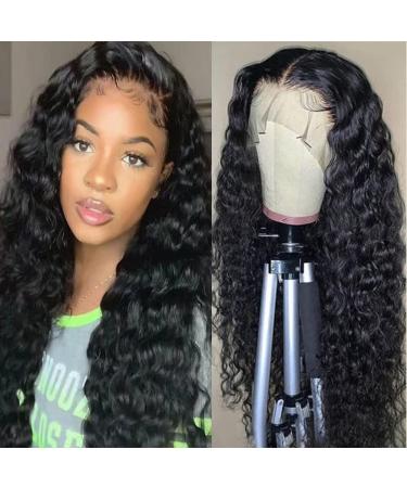 Deep Wave Lace Front Wigs Human Hair 13x4 Lace Front Wigs Human Hair Pre Plucked with Baby Hair  150% Density Brazilian Virgin Human Hair Lace Front Wigs  Deep Curly Lace Front Wig Human Hair for Black Women Natural Colo...