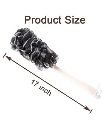 Arswin Shower Body Brush & Loofah on a Stick - Back Scrubber for Exfoliating Bath - Long Handle Mesh Sponge (Black) - Buy Online on GoSupps.com