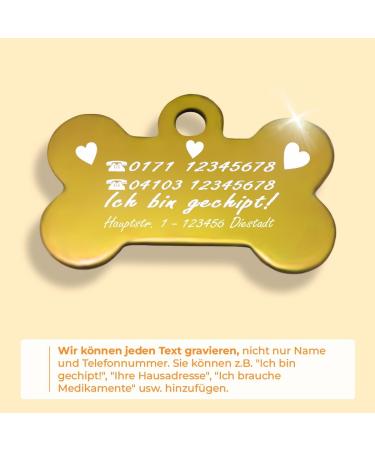 Personalized Bone-Shaped Pendants for Medium to Large Dogs & Cats | Ibera Gifts Custom Engraved Dog Collars & Neck Bands in Gold & Heart Design - Buy Online on GoSupps.com