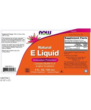 Now Foods Natural E Liquid 4 fl oz - Premium All-Natural Flavors - Buy Online on GoSupps.com