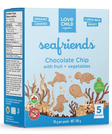 Love Child Organics Snack Pack Sea Friends Chocolate Chip Cookies Peanut-free 6 boxes 5x20g sachets each Chocolate Chip Snack Pack 6x100g