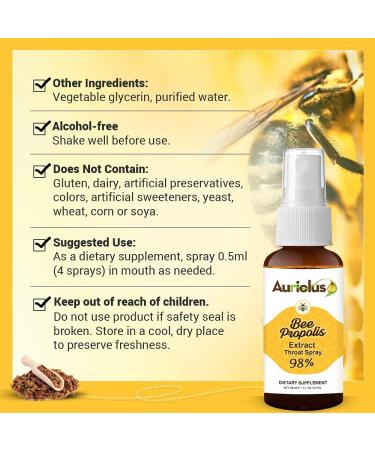 Auriolus Bee Propolis Throat Spray- Alcohol-Free Immune Support & Sore Throat Relief- Antioxidants Keto Paleo Gluten-Free- 1 Fl Oz (Pack of 2) - Buy Online on GoSupps.com