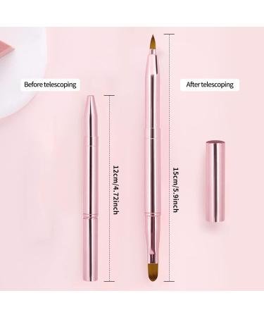 Arqumi Double-Ended Lip Makeup Brush | Retractable & Lightweight Lip Liner Applicator | Travel & Daily Use | Pink - 1PCS - Buy Online on GoSupps.com