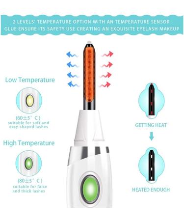 RIYAN Heated Eyelash Curler Electric Eyelash Curler Rechargeable Eyelash Curler with Eyelash Comb for Makeup - Buy Online on GoSupps.com