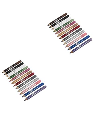 FOMIYES 24 Pcs Pearlescent Eyeshadow Pencil Eyeshadow Stick Wood Pencil Eyeliner Long-lasting Eye Shadow Pen 1 count (Pack of 1) Assorted Colorx2pcs