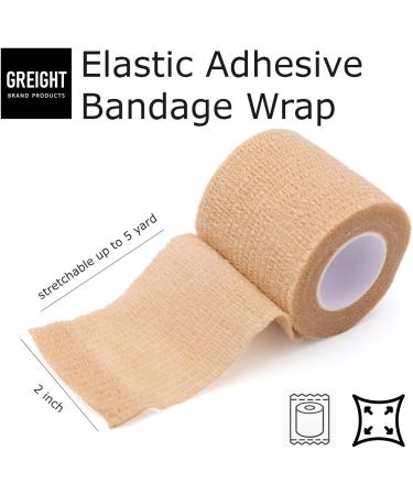 Self Adhesive Bandage Wrap 2 Inch x 5 Yards - Breathable Athletic Cohesive Bandage for Sports Injuries Ankle Knee & Wrist Sprains (Pack of 6 Tan) - International Shipping Available - Buy Online on GoSupps.com