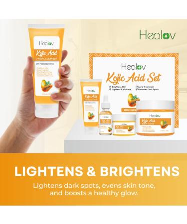 Kojic Acid Skincare Set Kojic Soap Cleanser Exfoliating Body Scrub Face Cream & Brightening Facial Serum Skin Brightening Hyperpigmentation Treatment Dark Spot Corrector with Turmeric Papaya - Buy Online on GoSupps.com