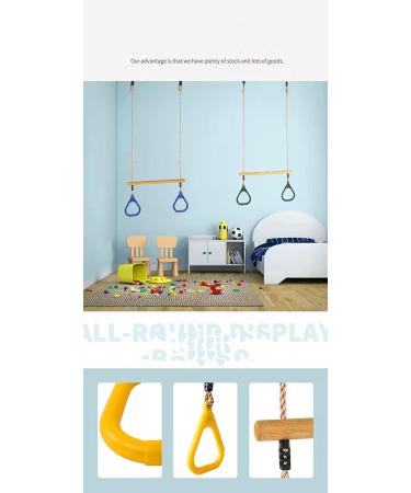 HUAWELL Wooden Trapeze with Plastic Gym Rings - 2 in 1 Swing Set for Kids - Green - Buy Online on GoSupps.com