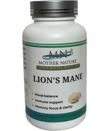 Mother Nature Lion's Mane (Hericium erinaceus) Mushroom Supplement - 1000mg - 120 Vegan Pullulan Capsules - Made in USA - Buy Online on GoSupps.com