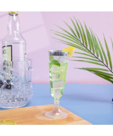 NOCCUR 60 Pack 5OZ Silver Plastic Champagne Flutes - Premium Quality Glasses for Wedding & Party - Buy Online on GoSupps.com