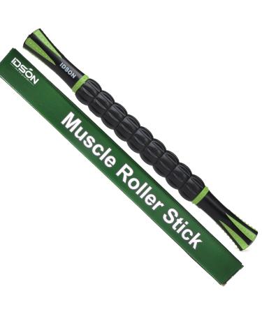 Idson Muscle Roller Stick for Athletes- Body Massage Sticks Tools-Muscle Roller Massager for Relief Muscle Soreness,Cramping and Tightness,Help Legs and Back Recovery,Black Green