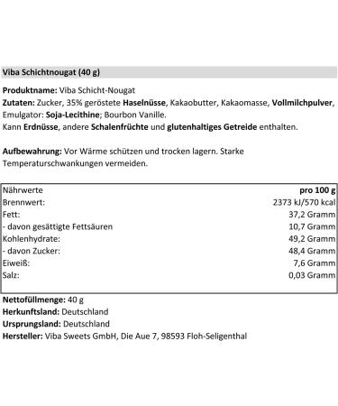  Viba Viba Lot de 20 couches de nougat (20 x 40 g) - Buy Online on GoSupps.com