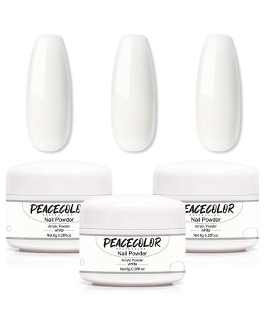 PEACECOLOR 3PC 8G White Acrylic Powder Set Professional for Quick Acrylic Nail Extension Acrylic Nail Kit Long-Lasting Nail Carving No Nail Lamp Needed DIY Nail Art at Home Gifts for Women Girls XA-47