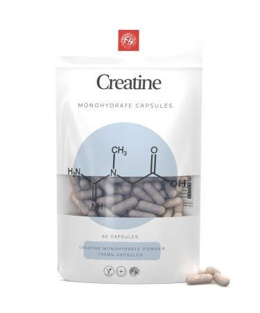 Creatine Monohydrate Capsule 750mg - High Strength Supplement for Men & Women - Unflavored Vegan Energy Supplement for Workout - Boost Energy & Physical Performance (60 Capsules) 60 Count (Pack of 1)