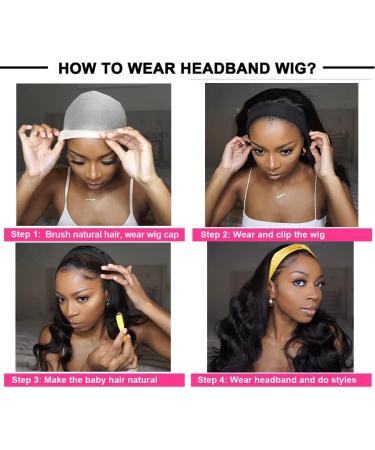 Headband Wigs for Black Women - 22 Body Wave Human Hair Wig | 150% Density Brazilian Virgin Hair | Glueless & Easy Wear - Buy Online on GoSupps.com