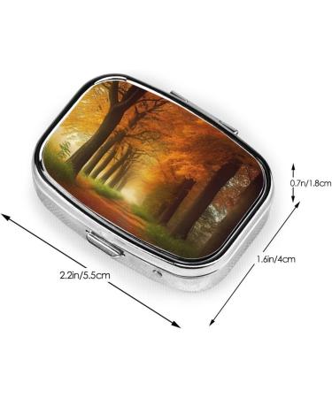Buy Morning Autumn Grove Printed Square Pill Box - Portable Medicine Organiser for Travel | International Shipping Available - Buy Online on GoSupps.com