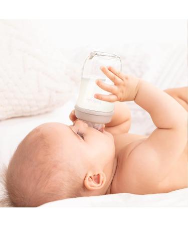 Gulicola Natural Glass Baby Bottle for Breastfed Babies 0-6 Months Slow & Medium Flow Anti-Colic 3oz & 5oz - 2 Count (Grey White) - Buy Online on GoSupps.com