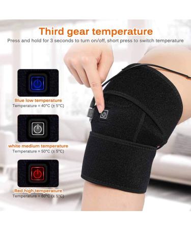 Heating Knee Brace - USB Heated Support & Knee Massager for Pain Relief | 3 Temperature Levels for Men & Women - Buy Online on GoSupps.com