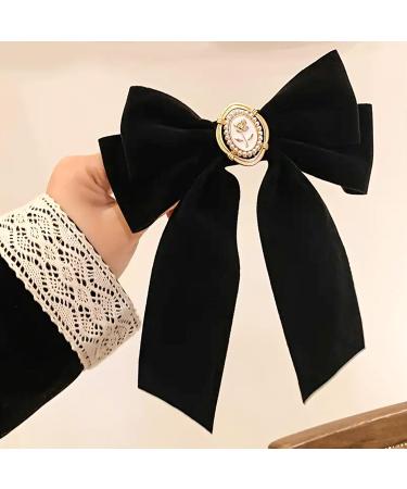 HairBarrettes-Black-red-velvet Luxury Velvet Hair Bow Clip for Thick or Curly Long Hair - Premium Hair Accessories - Buy Online on GoSupps.com