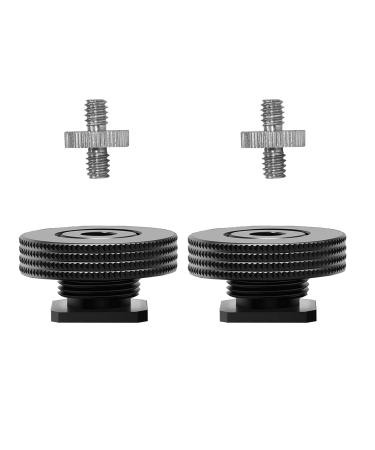 2 Packs - Atmoshue 1/4" Female Thread to Hot Shoe Adapter Hot Shoe Mount Adapter with 1/4 to 1/4" Male Screw Adapter for Magic Arm Monitor Video Light