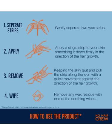 NO HAIR CREW Men's Body Wax Strips - 20 Strips with 4 Cleansing Wipes - Buy Online on GoSupps.com