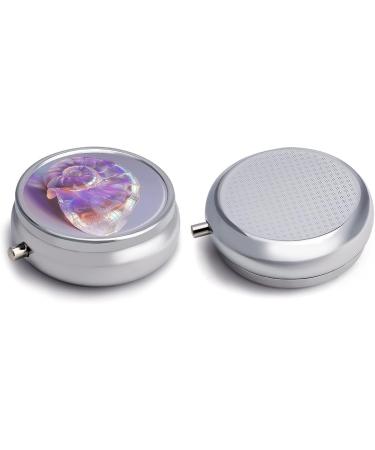Portable 3 Compartment Pill Box - Soft Purple Seashells Travel Organizer for Purse & Pocket - Buy Online on GoSupps.com