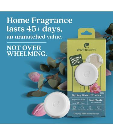 Enviroscent Non-Toxic Air Freshener | Spring Water & Lotus Plug-In | 45+ Day Lasting Home Fragrance | Essential Oil Refillable Set - Buy Online on GoSupps.com