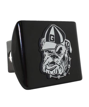 University of Georgia Bulldog Mascot on Black Metal Hitch Cover