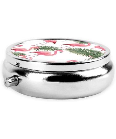 Flamingo Flowers Mini Round Pill Box - 3 Compartment Travel Pill Organizer | Portable Medicine Case for Pocket Home & Office - Buy Online on GoSupps.com