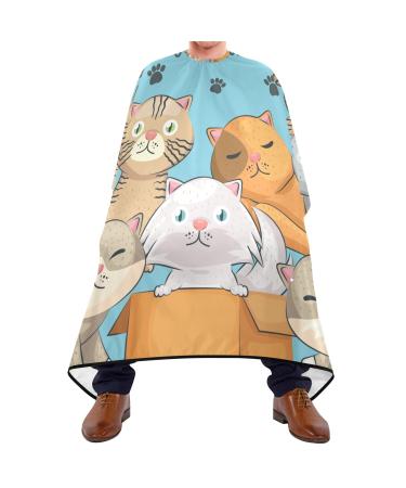 Waterproof Barber Cape -Cartoon Cat Cute Pattern Cheetah Haircut Bib for Men Unisex Hair Cutting Cape(8rp1a)