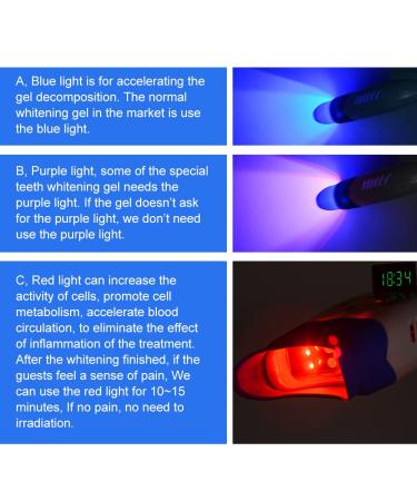 Remote Control Mobile Teeth Whitening Lamp 36W 10 LED Dental LED Teeth Whitening Accelerator 3 Colors Blue/Purple/Red Light Teeth Whitener Bleaching System with Mouth Opener/Goggles/Bibs 110V Type 1-3 Color - Buy Online on GoSupps.com