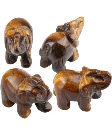 Nupuyai Brown Tiger Eye Elephant Figure - Gemstone Crystal Lucky Charm for Healing & Feng Shui Decoration - Buy Online on GoSupps.com