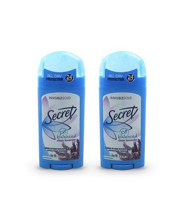 Secret Invisible Solid Antiperspirant & Deodorant Clean Lavender Scent 2.6 Oz (Pack of 2) Lavender 2.6 Ounce (Pack of 2)