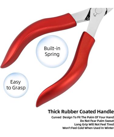 Professional Heavy Duty Toenail Clippers for Thick Nails & Ingrown Toenail Treatment - Long Handle Safety Scissors for Seniors, Men, Women - RONAVO Think toenails (Red) - Buy Online on GoSupps.com