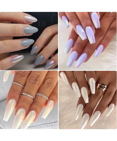 Shimmer Aurora Nail Glitter Powder Set - Neon Mermaid Dust Chrome Pigment for High Gloss Nail Art - 7 Boxes with Sponge Sticks - Buy Online on GoSupps.com