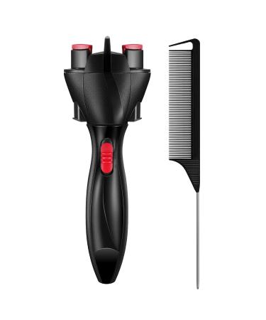 Automatic Hair Braider  Electronic Hair Braiding Tool Machine Braid Maker Hair Twister DIY Hair Roller Styling Tool with Rat Tail Comb for DIY Hair Tangling Styling (Black)