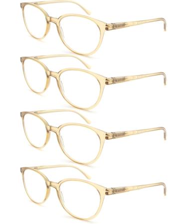 Set of 4 Round Reading Glasses for Men & Women - High Quality Fashionable & Comfortable +1.25 (Yellow) - Ideal Reading Aid - Buy Online on GoSupps.com