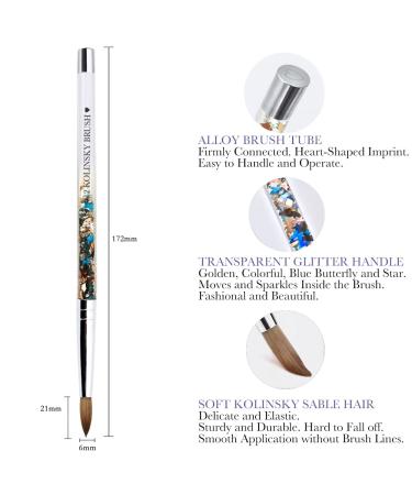 HEVAENS Round Kolinsky Acrylic Nail Brush - Size 12 Blue | Professional Nail Art Brush for Acrylic Powder Liquid Manicure & Pedicure - Buy Online on GoSupps.com