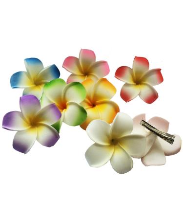 2 PCS Hawaiian Frangipani Plumeria Foam Head Flower Hair Clip - White + Pink - Buy Online on GoSupps.com