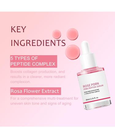 Peptides Serum for Face Pink Peptide Glow Serum with Rosa Flower Extract Anti Aging Face Peptides for Woman Ultra Hydrating & Firming Even Skin Tone Korean Glass Skin Vegan 1.01 Fl.Oz. - Buy Online on GoSupps.com