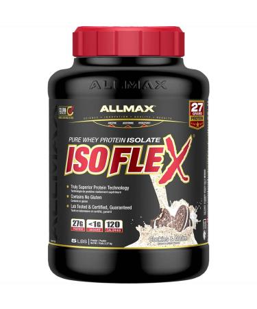 ALLMAX Nutrition - ISOFLEX - 100% Ultra-Pure Whey Protein Isolate - Cookies & Cream - 5 Pound Protein Powder Cookies & Cream 2.26 kg (Pack of 1)
