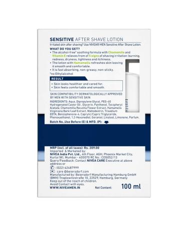 Nivea For Men Sensitive After Shave Lotion - 100 ML | Soothing Relief for Sensitive Skin - Shop Internationally - Buy Online on GoSupps.com