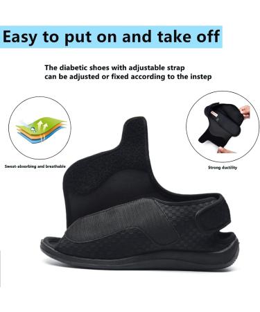 ZGDG Diabetic Slippers for Men - Extra Wide Open Toe Shoes - Adjustable Strap - Size 11.5 Wide Black - Buy Online on GoSupps.com