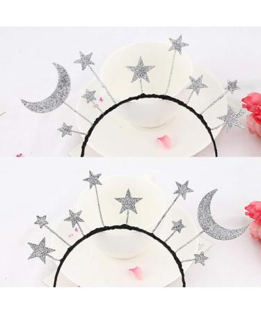 Wanmei Princess Girl Halloween Party Crown Headband - Glitter Powder Moon Star Charms Metal Alloy Birthday Tiara Headdress Gift - Buy Online on GoSupps.com