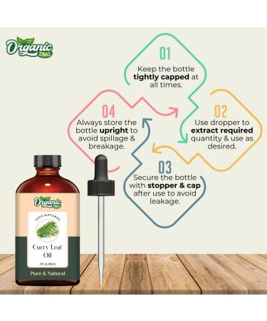 Organic Zing Curry Leaf Oil Cosmetic Grade (118 ml / 3.99 fl oz) with Dropper - Botanical Oil for Skincare Hair Blends & DIY Cosmetic Formulations - Buy Online on GoSupps.com
